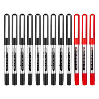 得力（deli）(deli)直液笔 0.5mm子弹头中性笔 签字笔走珠笔水笔  25黑5红 30支/盒 33988 商品图2