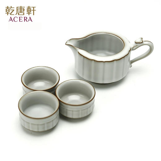 乾唐轩活瓷云龙如意茶具1壶6杯1茶海（陶艺无光月白） 商品图1
