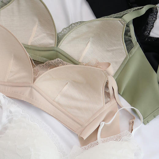 TG-TG02S158薄款真丝无钢圈文胸 蕾丝性感微蚕丝内衣调整型侧收透气 商品图2