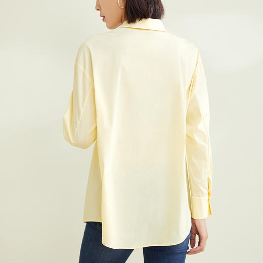 玳莎棉落肩袖衬衫女早秋新品定制印花宽松版型显瘦中长款男友风衬衫上衣   CC31302 商品图2