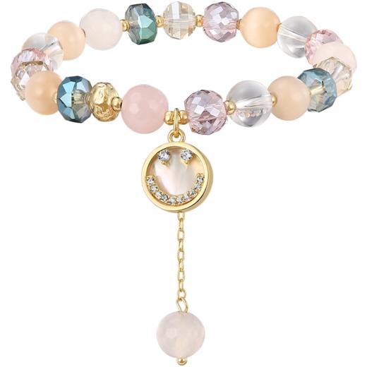 ZEGL贝壳笑脸手链女ins小众设计高级感猫眼石粉晶手串闺蜜手饰品 商品图6