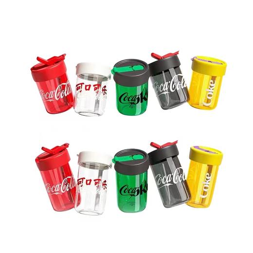 格·沵g·e·r·m&可口可乐联名潮流男女式学生塑料水杯tritan材质大容量吸管杯 日光黄380ml 商品图0