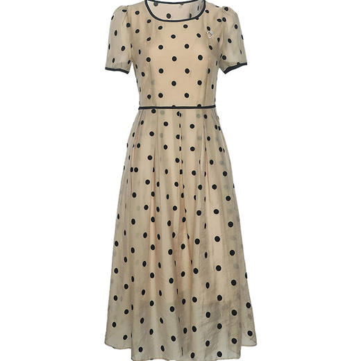 WEZM-BJC123  贵夫人高档时尚气质波点连衣裙女2022夏季新款修身短袖时尚打底裙 商品图5