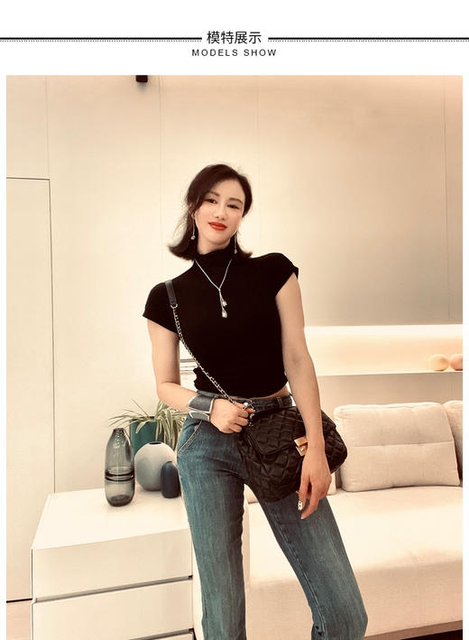 新款J22315322“巨胸T“ 纯欲风复古港风修身高领针织衫（四季可穿） 商品图9