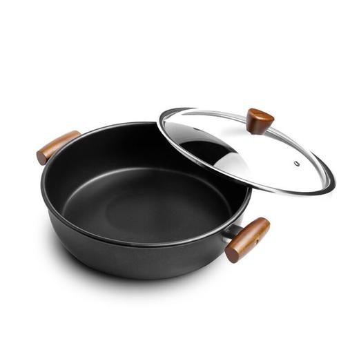 【直发】美珑美利 黑晶铁锅火锅汤锅多功能锅具 物理性不易粘平底锅煎锅火锅28cm煤气电磁炉通用 商品图5