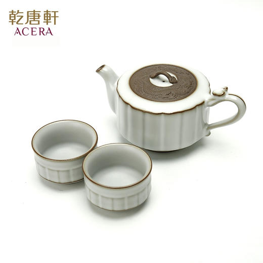 乾唐轩活瓷云龙如意茶具1壶6杯1茶海（陶艺无光月白） 商品图2