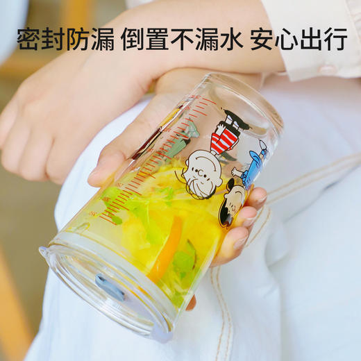 「净透无铅玻璃杯」卡通玻璃杯带吸管饮料杯创意可爱办公室刻度牛奶杯创意果汁喝水杯 商品图2