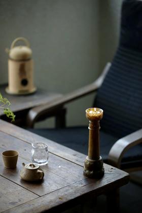 古法琉璃  莲华启瑞烛台