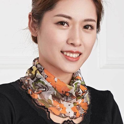 NL-真丝印花围脖桑蚕丝网眼真丝围脖套头围巾丝巾遮阳春夏百搭假领子脖套女 商品图5