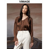 VIMAGE纬漫纪秋季新款时尚喇叭袖口雪纺面料短款V领小上衣女V1813406 商品缩略图0