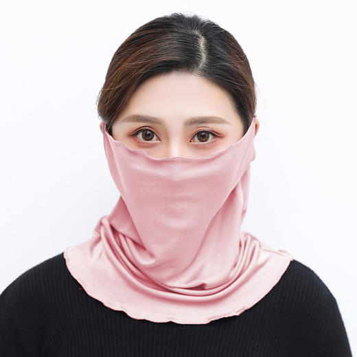 NL-双面多功能针织真丝围脖女套头挂耳护脖丝巾遮面小围巾搭配薄款面罩脖套 商品图4