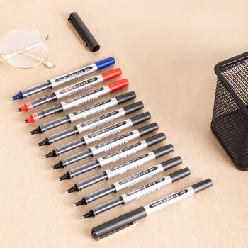 得力（deli）直液笔 0.5mm子弹头中性笔签字笔 走珠笔水笔 办公文具 9黑2红1蓝 33566 商品图1