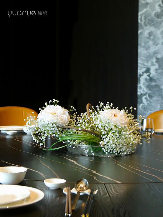 餐桌花仿真花圆桌转盘酒店圆形摆花餐厅桌面中间假花轻奢高档装饰 商品图1