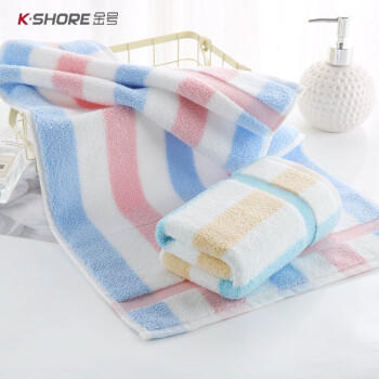 金号无捻吸水纯棉毛巾 柔软运动洗脸巾 2条 粉/绿 70*34cm 96g/条 商品图4