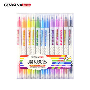 金万年韩版魔幻变色双头荧光笔12色手账笔多色学生用彩色划重点标记G-0595-029 商品图4