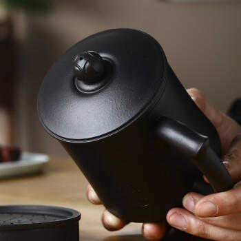 君礼轩紫砂茶杯套装 宜兴黑泥手工五件套带过滤茶水杯五件套莲花杯480ml 商品图5