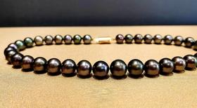 9-12mm大溪地黑珍珠混彩黑珍珠整圈项链