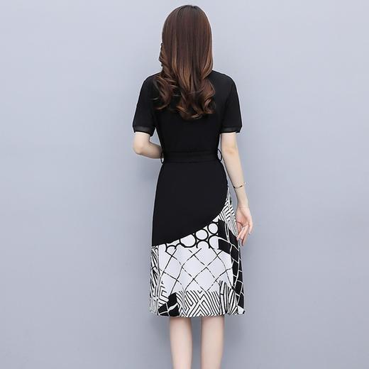 2022夏新款气质显瘦女装通勤时尚印花短袖气质拼接连衣裙  XY-LYF9934 商品图3