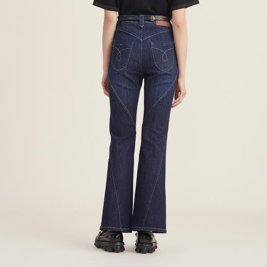 谜底牛仔裤女2022秋新品自然腰紧身显瘦复古喇叭裤女223MK1013 商品图2