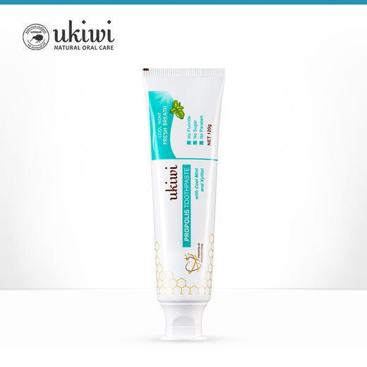 【YZ】ukiwi纽西小精灵蜂胶薄荷牙膏清新口气无氟无糖清香去渍清洁牙齿 商品图0