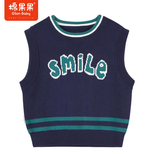 商场同款棉果果秋季新款男女童套头棉线背心全棉简约百搭舒适柔软M312170222535 商品图2