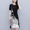 2022夏新款气质显瘦女装通勤时尚印花短袖气质拼接连衣裙  XY-LYF9934 商品缩略图0