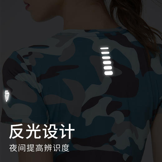 科里芙 迷彩撞色速干户外训练运动长跑健身T恤 商品图2