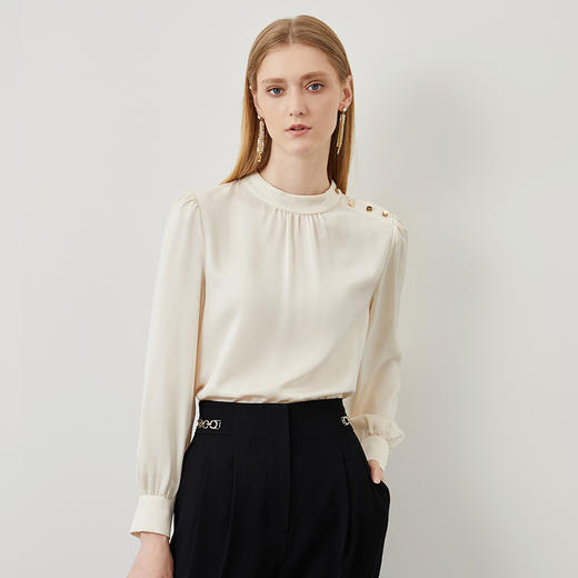 EITIE爱特爱秋季新款女装长袖纯色简约百搭小上衣6713412 商品图1