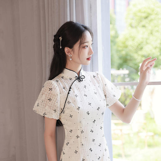 夏季改良短款复古清新年轻款日常休闲遮肉小个子旗袍连衣裙XL-813 商品图2