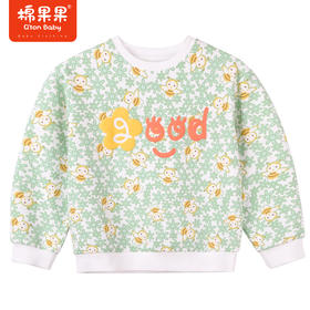 商场同款棉果果秋季新款女童小碎花圆领套头卫衣纯棉舒适抓薄绒M322180222471