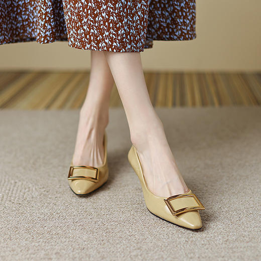 经典优雅，真皮亮面高跟单鞋HB-6056 商品图7