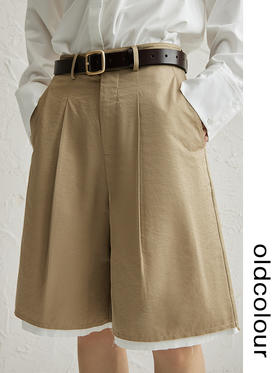 oldcolour中性风卡其色直筒休闲裤早秋新款宽松百慕大短裤