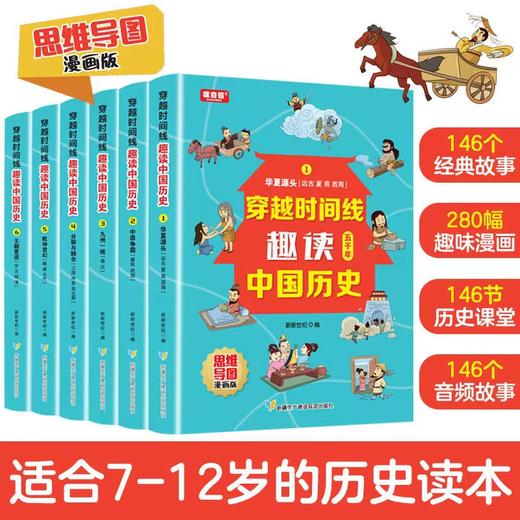 全套6册穿越时间线趣读中国历史 思维导图漫画版 趣读中国历史上下五千 有声伴读7-12岁青少年中小学生课外书历史读本儿童历史书籍 商品图1