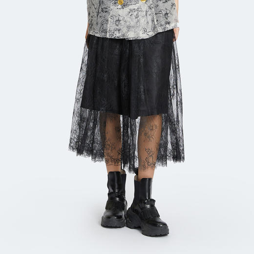 谜底2022秋季新品复古摩登浪漫伞型松紧腰蕾丝半裙226MB6177 商品图2