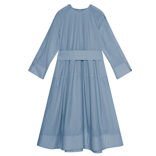 oldcolour纯色简约A摆连衣裙早秋新款设计感气质圆领长款裙子 商品图4