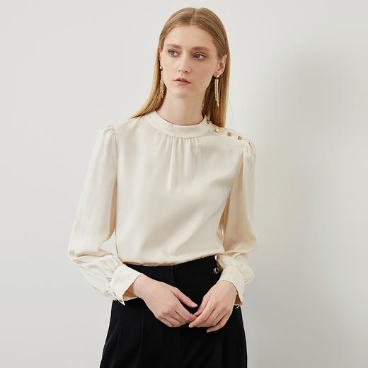 EITIE爱特爱秋季新款女装长袖纯色简约百搭小上衣6713412 商品图2