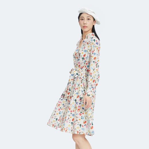 【不规则印花】谜底2022秋复古收腰纯棉印花连衣裙女227ML6127 商品图1