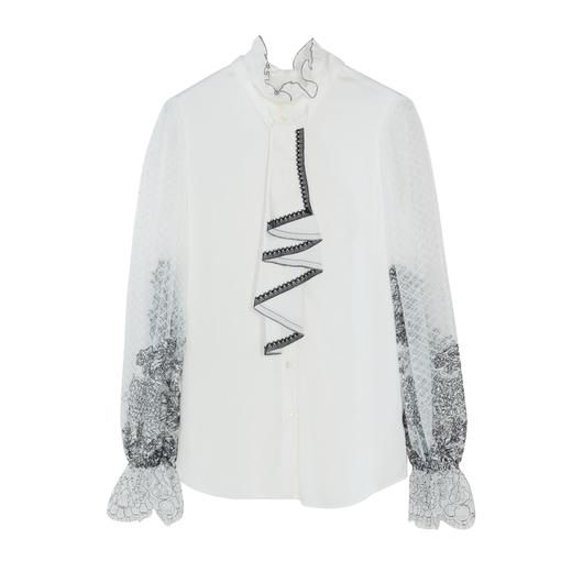 谜底衬衫女2022秋季新款复古时尚窄肩灯笼袖蕾丝衬衫228MC6154 商品图4