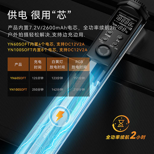 永诺YN60SOFT\YN100SOFT 手持LED柔光棒灯 商品图3