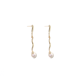 水滴珍珠耳环 UNFOLDSThe Amulet Water-Drop Earrings Gold White Pear