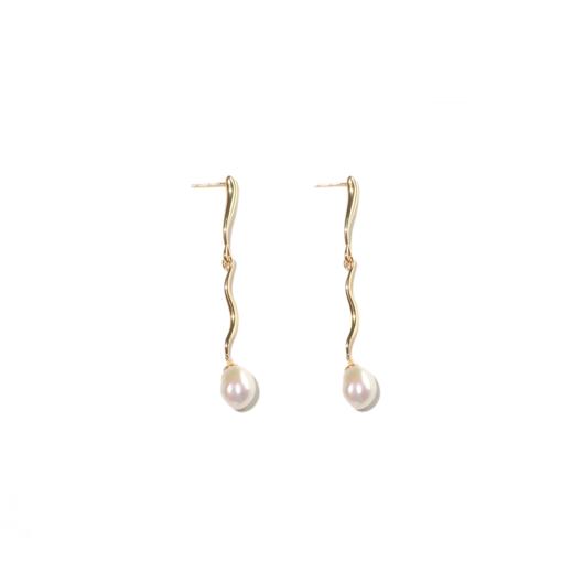 水滴珍珠耳环 UNFOLDSThe Amulet Water-Drop Earrings Gold White Pear 商品图0