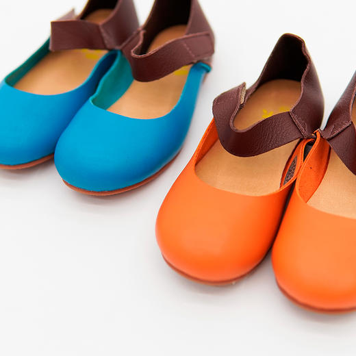 三茉童装/M166/撞色玛丽珍搭扣真皮女童蓝色皮鞋牛皮软底儿童鞋 商品图3