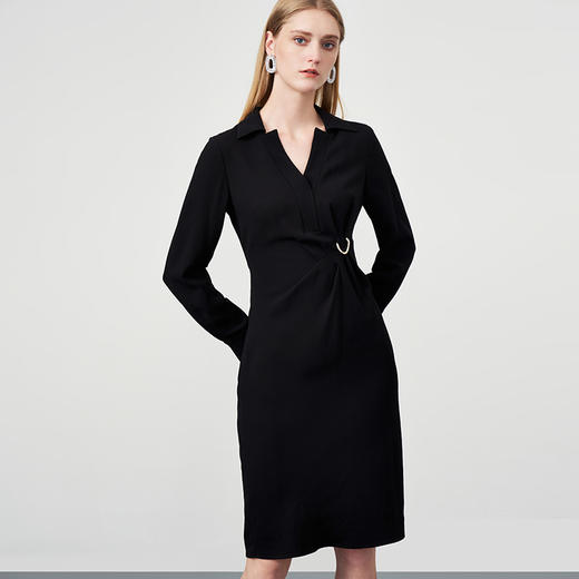 EITIE爱特爱秋季新款系带长袖优雅显瘦连衣裙6707412 商品图2