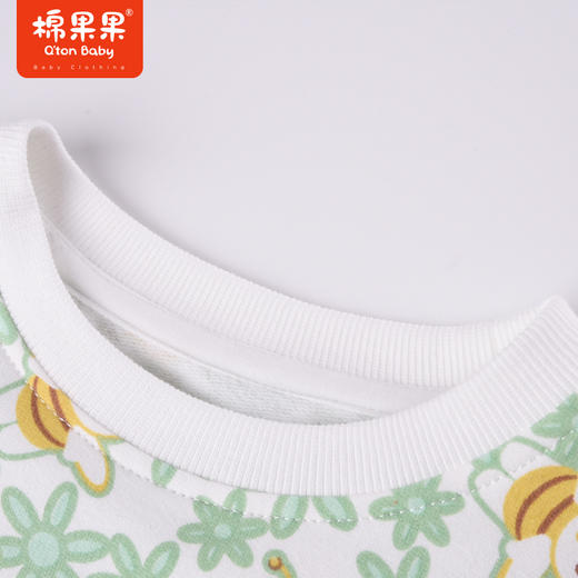 商场同款棉果果秋季新款女童小碎花圆领套头卫衣纯棉舒适抓薄绒M322180222471 商品图3