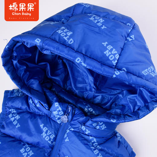 棉果果秋季新款男童连帽满印轻羽绒马夹M312171922517 商品图5