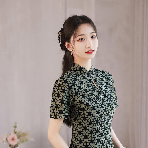 夏季改良短款复古清新年轻款日常休闲遮肉小个子旗袍连衣裙XL-813 商品图5