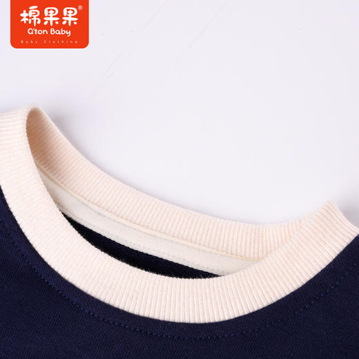 棉果果秋季新款女童套头圆领套头卫衣小毛圈撞色时尚M322180222443 商品图3