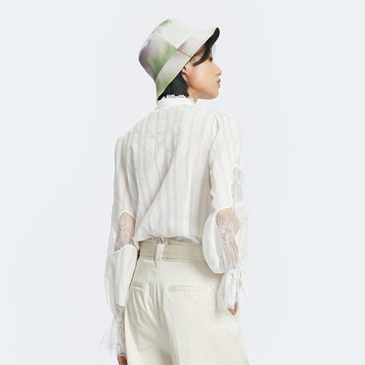 谜底长袖衬衫2022新款拼接蕾丝合体上衣女228MC6155 商品图2