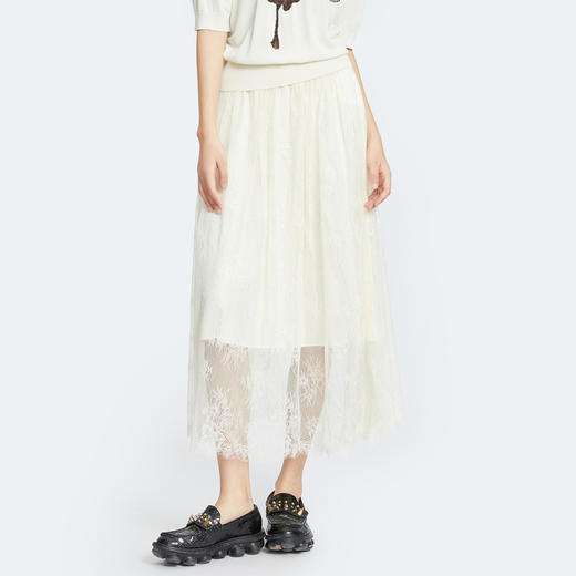 谜底2022秋季新品复古摩登浪漫伞型松紧腰蕾丝半裙226MB6177 商品图1