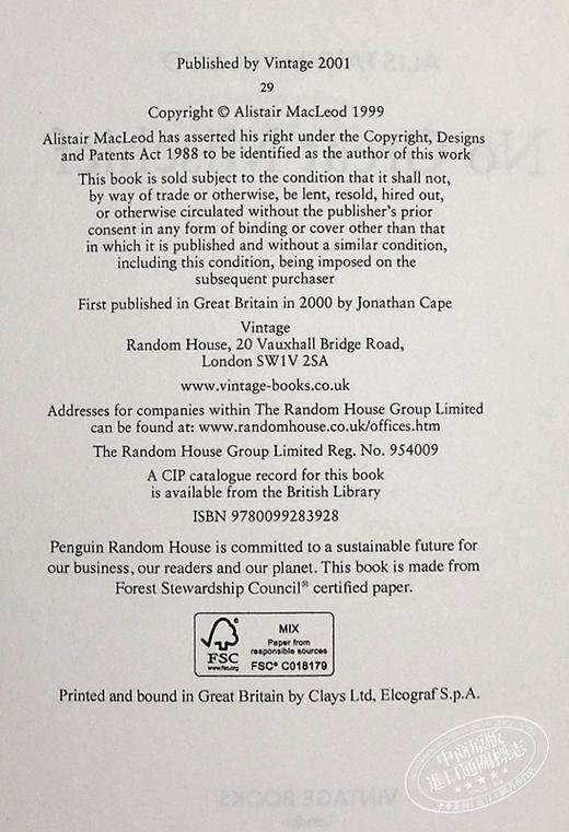 预售 【中商原版】布雷顿角的叹息 No Great Mischief 英文原版 Alistair MacLeod 商品图4